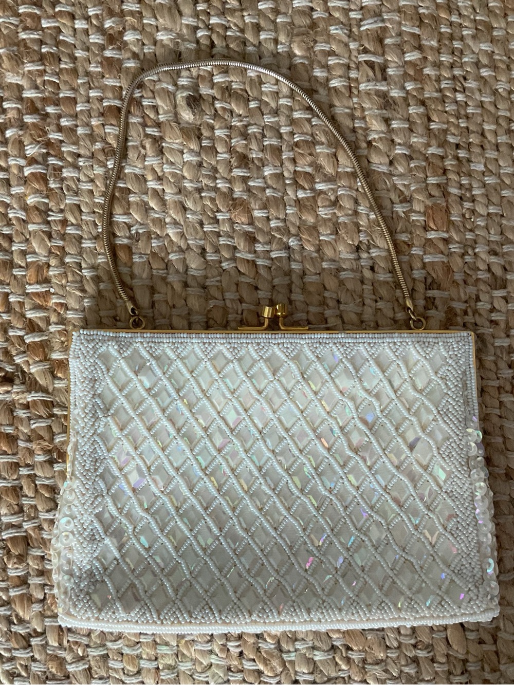 Safco beaded/sequin ivory vintage evening bag